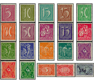Postage stamp set  - Germany / Deutsches Reich 1921 Set