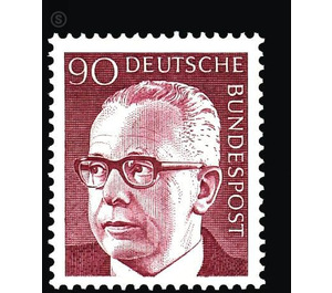 Postage stamps: Federal President Gustav Heinemann  - Germany / Federal Republic of Germany 1971 - 90 Pfennig