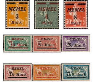 Postage stamps of France - Germany / Old German States / Memel Territory 1922 Set