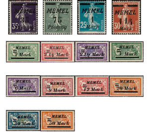 Postage stamps of France - Germany / Old German States / Memel Territory 1922 Set