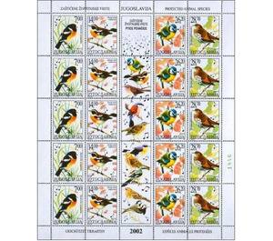 Protected animal species - Songbirds - Yugoslavia 2002