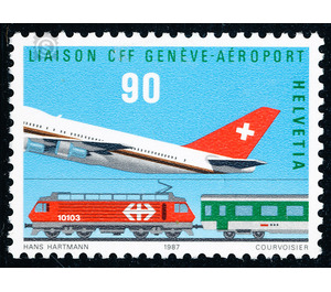 Rail connection of the airport  - Switzerland 1987 - 90 Rappen