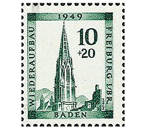 Rebuilding the city of Freiburg im Breisgau  - Germany / Western occupation zones / Baden 1949 - 10 Pfennig