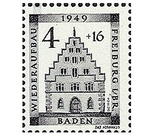 Rebuilding the city of Freiburg im Breisgau  - Germany / Western occupation zones / Baden 1949 - 4 Pfennig