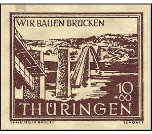 Reconstruction of destroyed bridges in Thuringia  - Germany / Sovj. occupation zones / Thuringia 1946 - 10 Pfennig