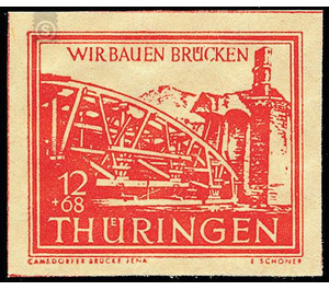 Reconstruction of destroyed bridges in Thuringia  - Germany / Sovj. occupation zones / Thuringia 1946 - 12 Pfennig