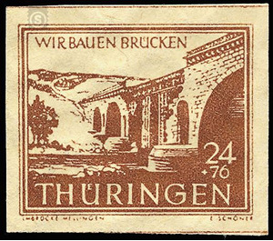 Reconstruction of destroyed bridges in Thuringia  - Germany / Sovj. occupation zones / Thuringia 1946 - 24 Pfennig