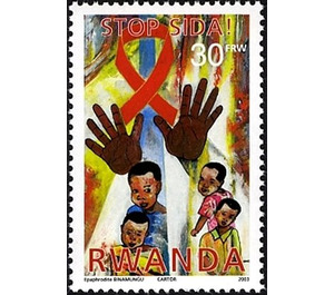 Red ribbon, hands, children - East Africa / Rwanda 2003 - 30