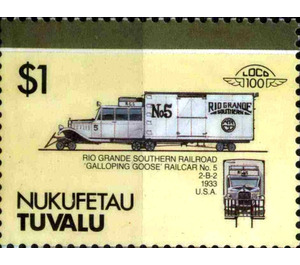 Rio Grande Southern Railroad Galloping Goose Raicar No.5 2-… - Polynesia / Tuvalu, Nukufetau 1987