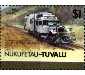 Rio Grande Southern Railroad Galloping Goose Raicar No.5 2-… - Polynesia / Tuvalu, Nukufetau 1987