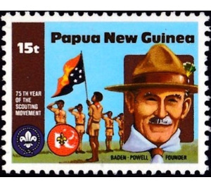 Robert Baden-Powell and flag-raising ceremony - Melanesia / Papua and New Guinea / Papua New Guinea 1982 - 15