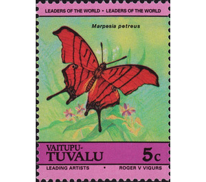 Ruddy Daggerwing (Marpesia petreus) - Polynesia / Tuvalu, Vaitupu 1985