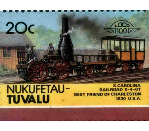 S.Carolina Railroad 0-4-0T Best Friend of Charleston 1830 U… - Polynesia / Tuvalu, Nukufetau 1986