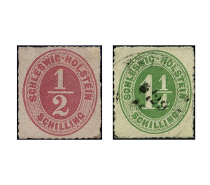 Schleswig, Holstein, Lauenburg - Value in oval - Germany / Old German States / Schleswig Holstein & Lauenburg 1865 Set