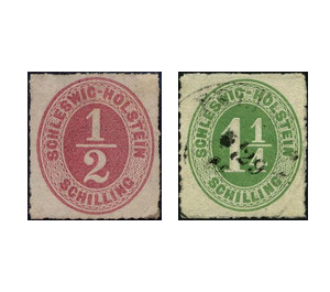 Schleswig, Holstein, Lauenburg - Value in oval - Germany / Old German States / Schleswig Holstein & Lauenburg 1865 Set