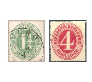 Schleswig - Value in oval - Germany / Old German States / Schleswig Holstein & Lauenburg 1864 Set