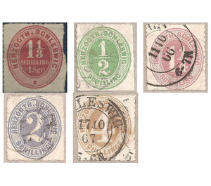 Schleswig - Value in oval - Germany / Old German States / Schleswig Holstein & Lauenburg 1865 Set