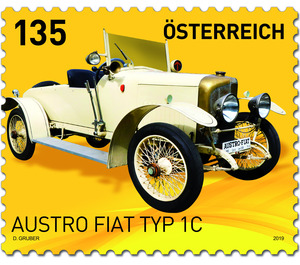 Series: Cars - Austro Fiat Type 1C  - Austria / II. Republic of Austria 2019 - 135 Euro Cent