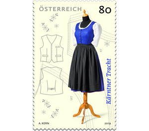 Series: Classic traditional costumes - The traditional costume of Carinthia  - Austria / II. Republic of Austria 2019 - 80 Euro Cent