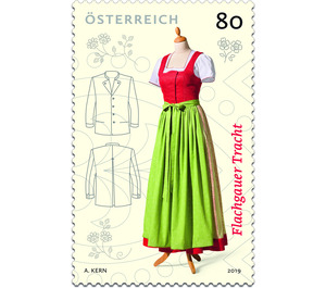 Series: Classic traditional costumes - The traditional costume of Flachgau  - Austria / II. Republic of Austria 2019 - 80 Euro Cent