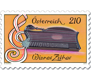 Series Musical instruments - Viennese zither  - Austria / II. Republic of Austria 2019 - 210 Euro Cent