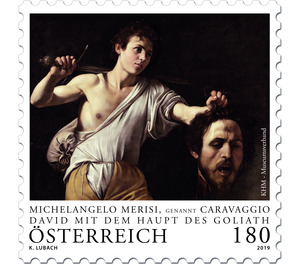 Series: Old Masters - Michelangelo Merisi aka Caravaggio - David with the Head of Goliath  - Austria / II. Republic of Austria 2019 - 180 Euro Cent