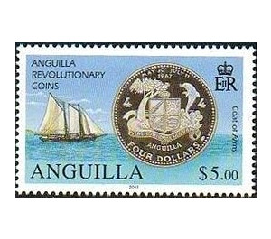 Ship, reverse of 1969 $4 coin - Caribbean / Anguilla 2012 - 5