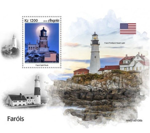 Split Rock + Portland Head Lighthouses & USA Flag - Central Africa / Angola 2019