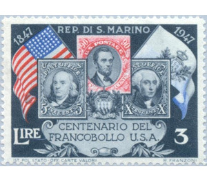 Stamp jubilee U.S.A. - San Marino 1947 - 3