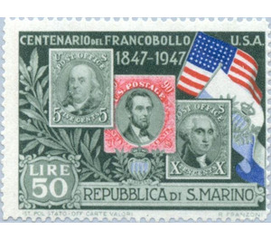 Stamp jubilee U.S.A. - San Marino 1947 - 50