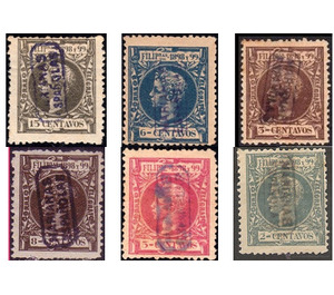 Stamps of the Philippines Handstamped Vertically - Micronesia / Mariana Islands, Spanish Administration 1899 Set