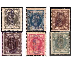 Stamps of the Philippines Handstamped Vertically - Micronesia / Mariana Islands, Spanish Administration 1899 Set