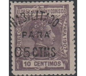 Surcharge 05c on 10c lilac - Central Africa / Equatorial Guinea  / Elobey, Annobon and Corisco 1908 - 5