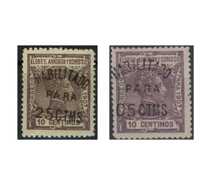 Surcharged Stamps - Central Africa / Equatorial Guinea  / Elobey, Annobon and Corisco 1908 Set