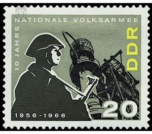 ten years National People's Army - Germany / German Democratic Republic 1966 - 20 Pfennig