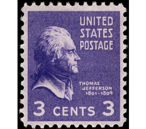 Thomas Jefferson (1743-1826), third President of the U.S.A. - United States of America 1938