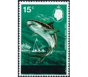 Tiger Shark (Galeocerdo cuvierdi) - Overprinted - Micronesia / Gilbert Islands 1976 - 15