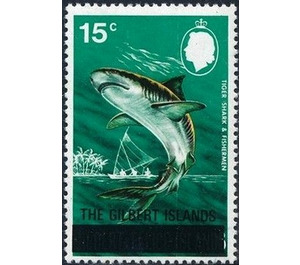 Tiger Shark (Galeocerdo cuvierdi) - Overprinted - Micronesia / Gilbert Islands 1976 - 15