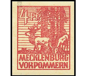 Time stamp series  - Germany / Sovj. occupation zones / Mecklenburg-Vorpommern 1945 - 4 Pfennig