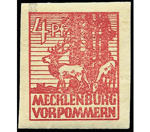 Time stamp series  - Germany / Sovj. occupation zones / Mecklenburg-Vorpommern 1945 - 4 Pfennig