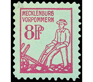 Time stamp series  - Germany / Sovj. occupation zones / Mecklenburg-Vorpommern 1945 - 8 Pfennig