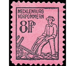 Time stamp series  - Germany / Sovj. occupation zones / Mecklenburg-Vorpommern 1945 - 8 Pfennig