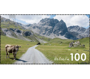 Typical Swiss landscape - Val Mora  - Switzerland 2019 - 100 Rappen
