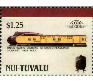 Union Pacific Railroad M-10000 Streamliner 3-Car Set 1934 U… - Polynesia / Tuvalu, Nui 1987