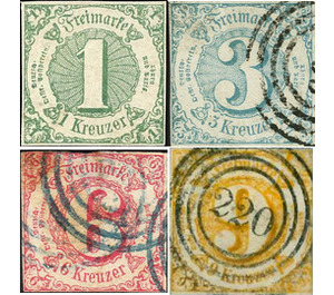 Value in circle, Kreuzer - Germany / Old German States / Thurn und Taxis 1860 Set