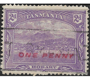 View of Hobart - Surcharged in Red - Tasmania 1912