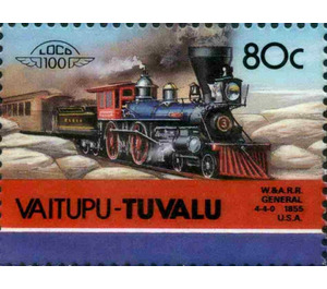 W.&A.R.R. General 4-4-0 1855 USA - Polynesia / Tuvalu, Vaitupu 1986