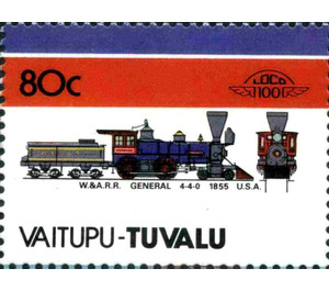 W.&A.R.R. General 4-4-0 1855 USA - Polynesia / Tuvalu, Vaitupu 1986