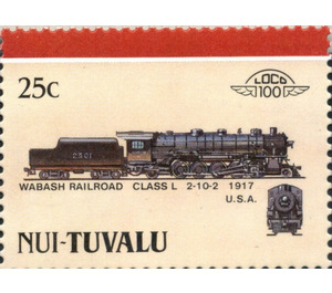 Wabash Railroad Class L 2-10-2 1917 USA - Polynesia / Tuvalu, Nui 1988