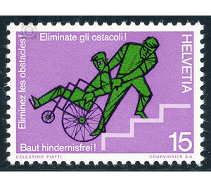 Wheelchair transport on stairs  - Switzerland 1975 - 15 Rappen